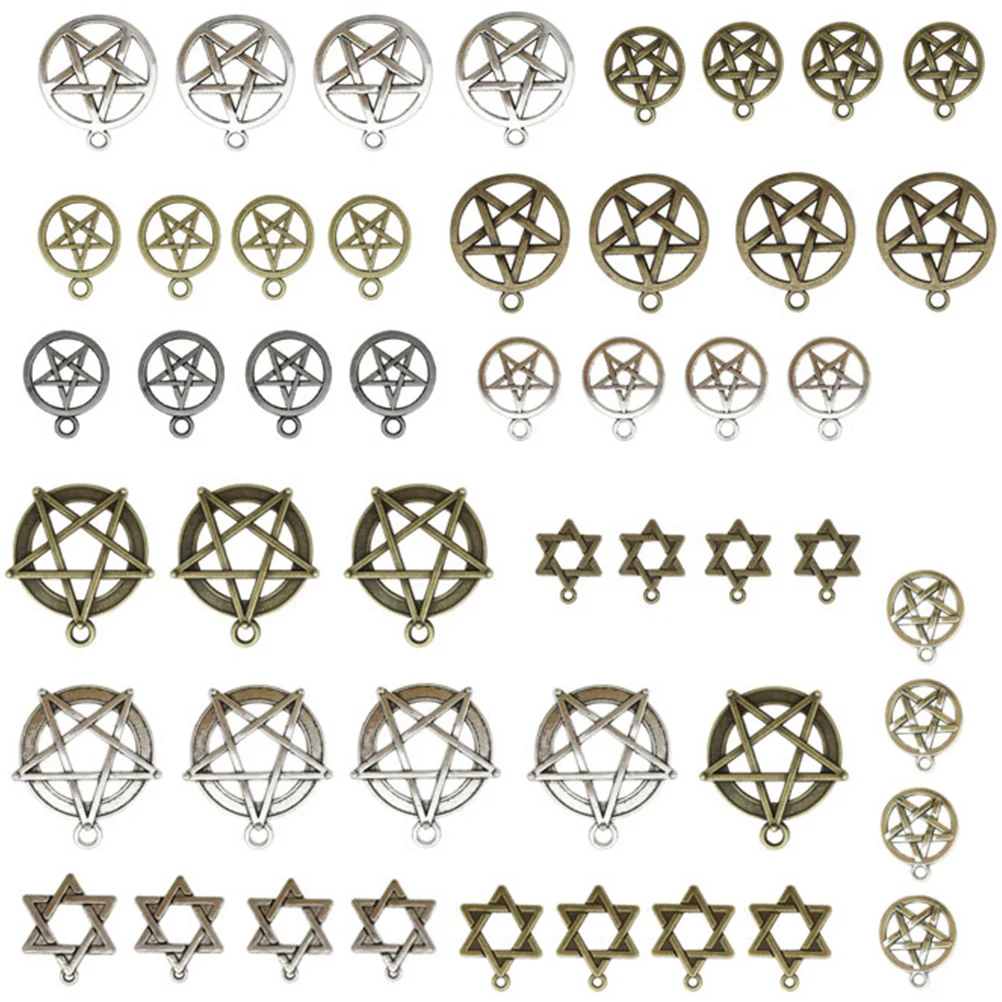 

48Pcs Vintage Style Star Alloy Charms Pentacle Pendants Jewelry Making Accessories for DIY Necklace Bracelet Crafts