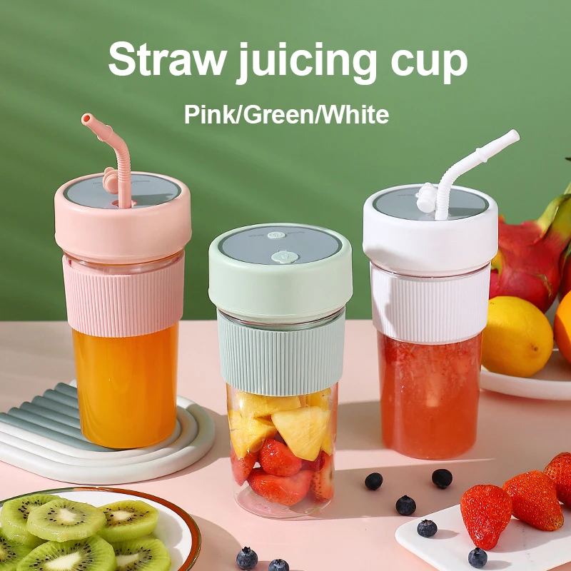 Portable Juice Cup With Straw Precision Steel 6-Blade Mini Electric Fruit Juicer Home And Outdoor USB Charging Accompanying