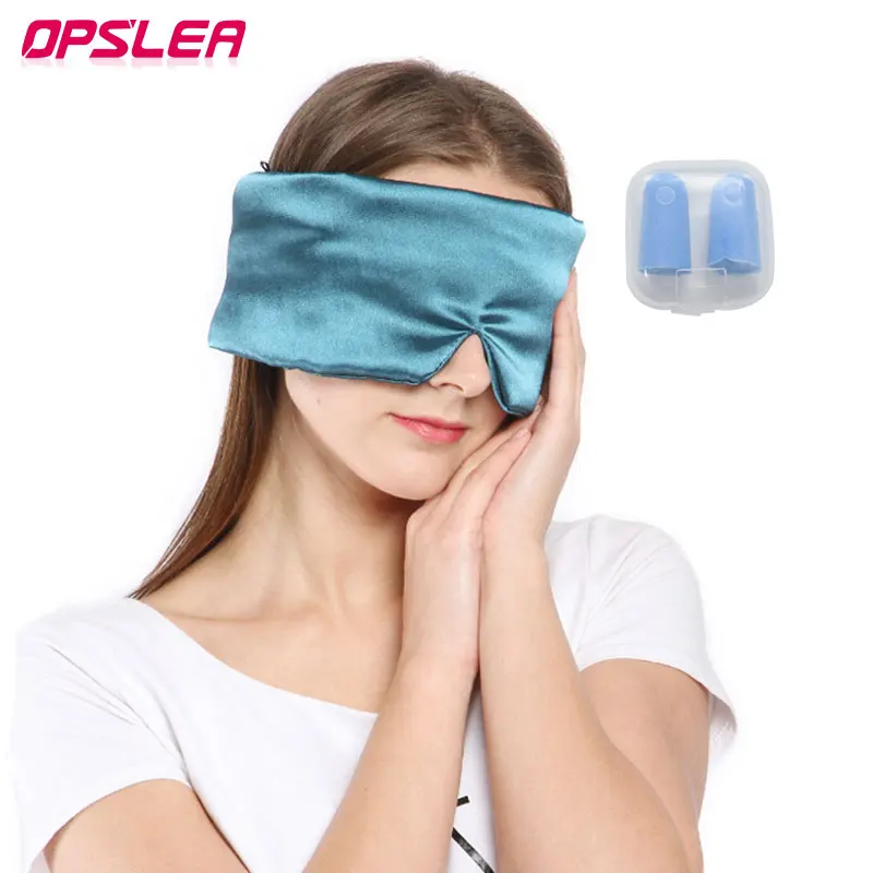 3D Natural Silk Sleeping Mask Eyeshade Cover Shade Eye Patch Soft Portable Blindfold Travel Eyepatch Relieve Fatigue Earplugs