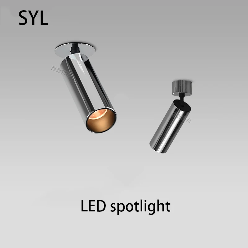 Led Spotlight Electroplated Silver Small Spot Light Surface Mounted Foldable Adjustable Angle Antique Bauhaus Style COB Lamp