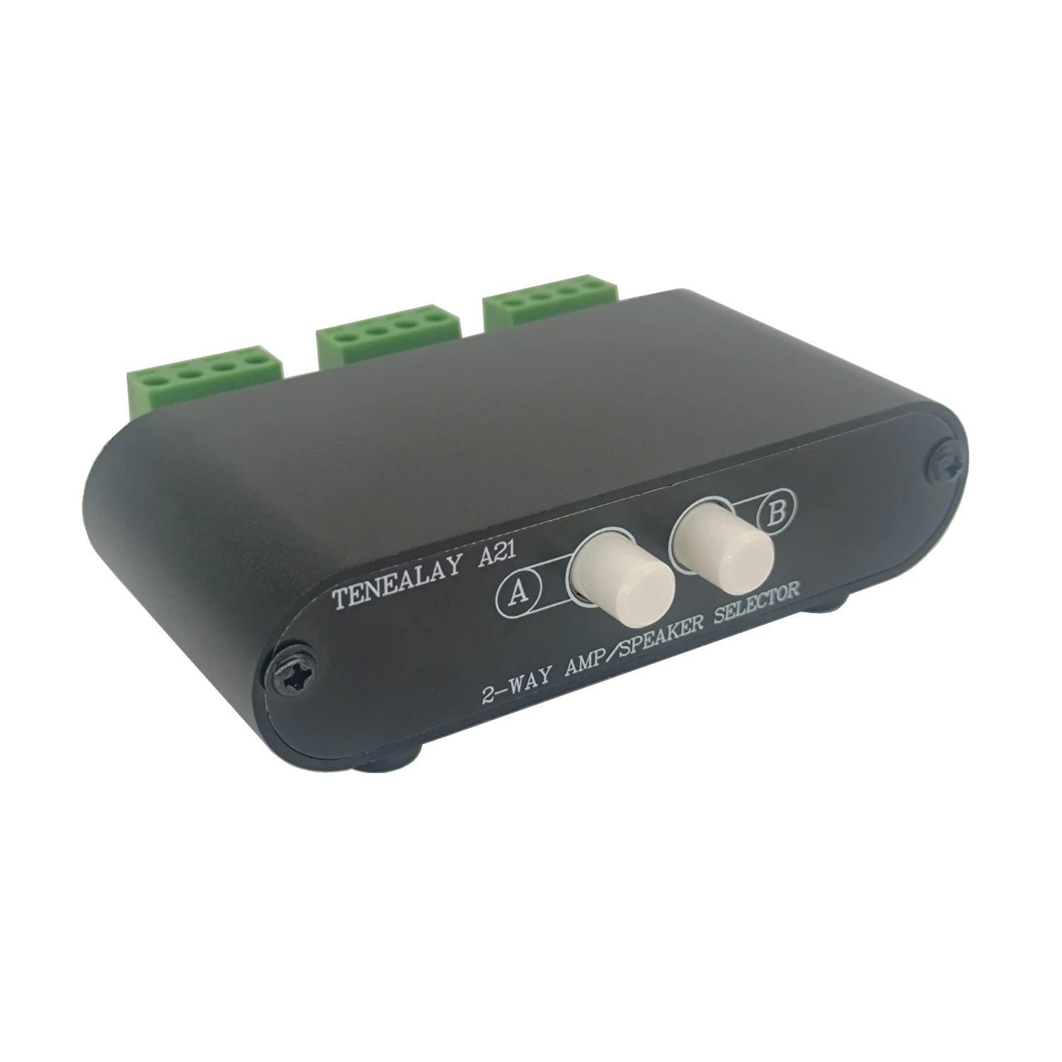 2-Way Stereo Amplifier Speaker Selector, AB Speaker Switch 2 Zone Distribution, Power Amp Switcher Box, SPK Controller A21