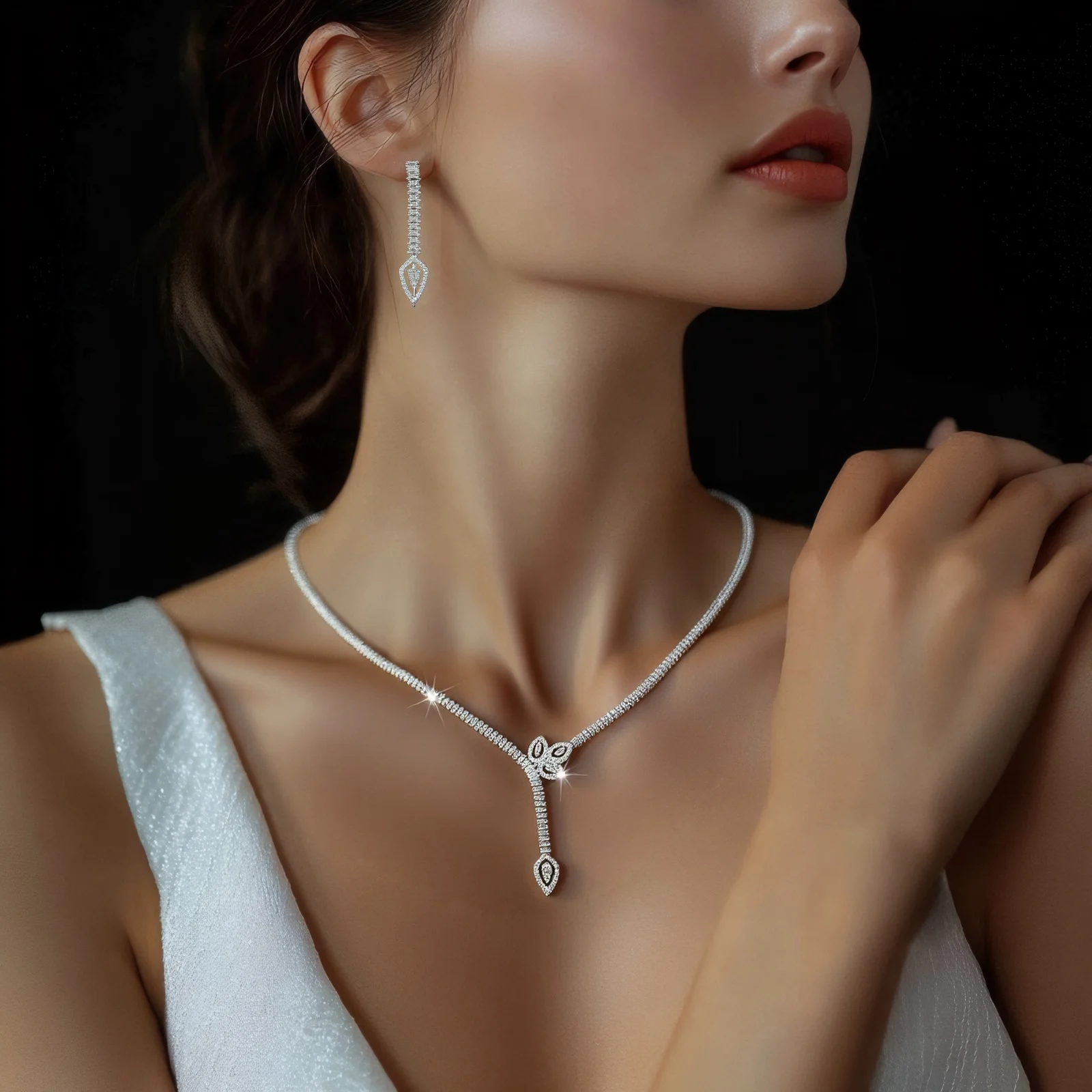 

HIBRIDE 4 Pcs Romantic Heartwarming Flower Necklace Earrings Bracelet Ring Ladies Jewellery Set Prom Party Gift Wedding S-762
