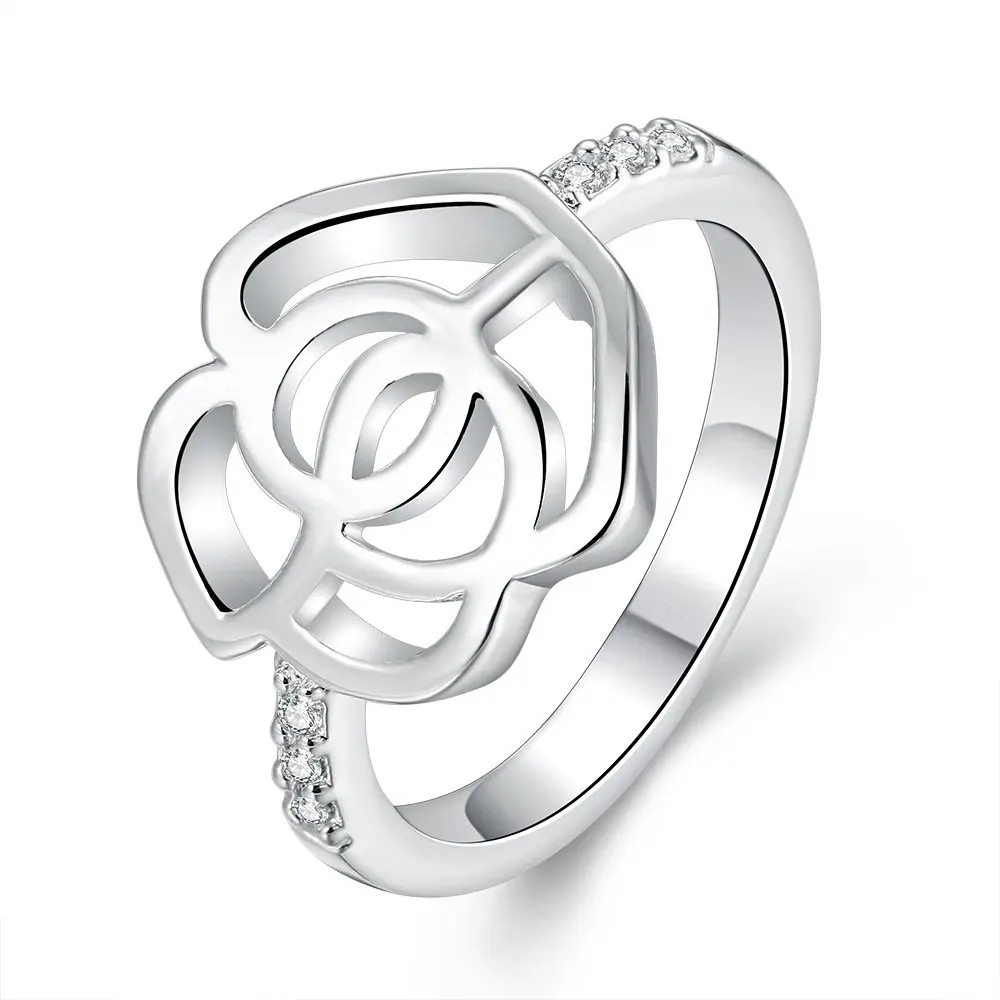 

New Fashion 925 Sterling Silver 7-10# Fine Flower Zircon Ring Women Charm Luxury Wedding Party Favor Jewelry Wholesale