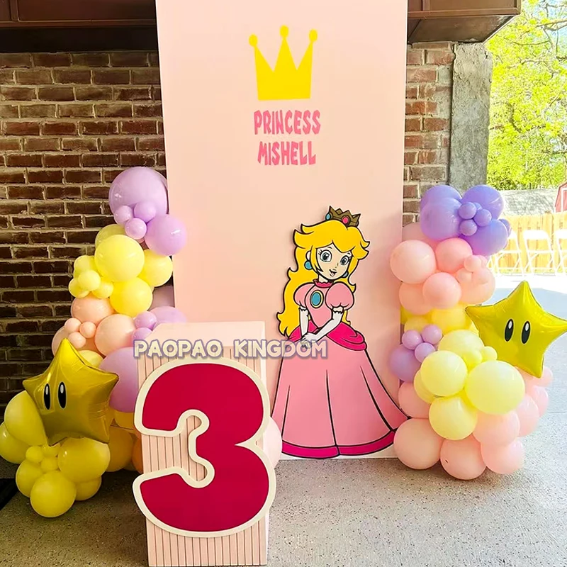 Disney Peach Princess Themed Balloon Arch Kit Macaron Red Yellow Blue Latex Ball Girl Birthday Party Decor Baby Shower