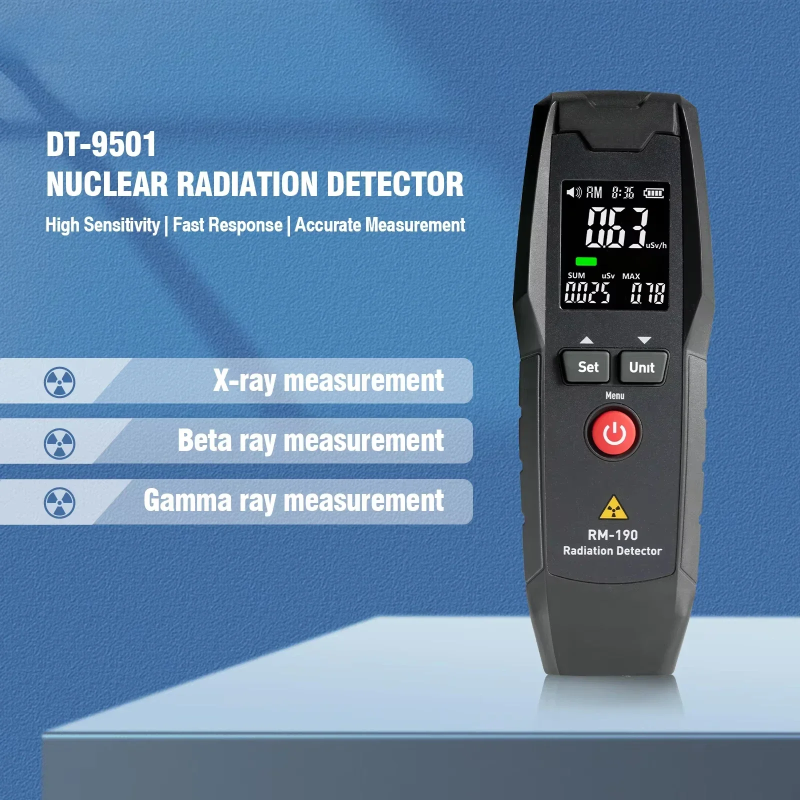 For RM-190 Nuclear Tester Dosimeter Counter Meter Beta Gamma Geiger X Portable Handheld Dose Digital Ray Y Radiation Detector