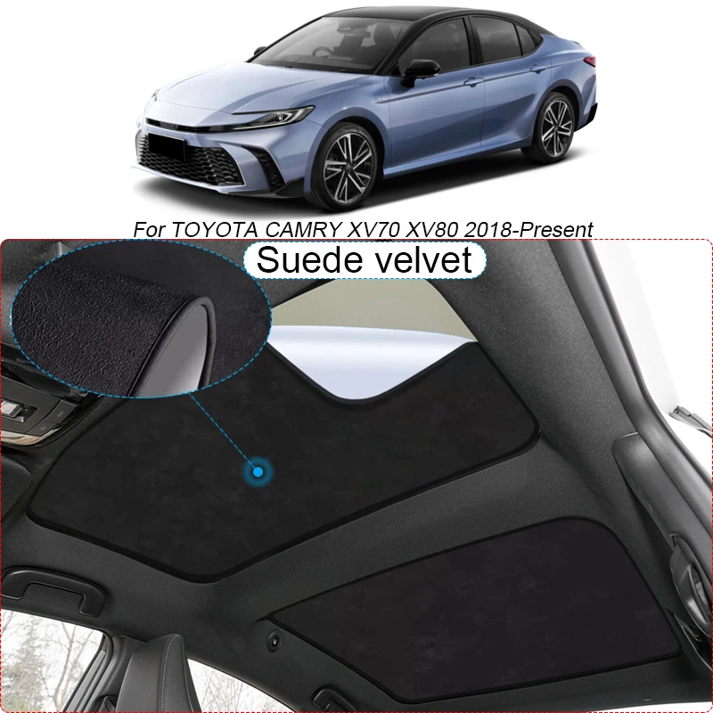 Car Suede Fabric Electrostatic Adsorption Sunroof Sunshade Heat Insulation Skylight For Toyota CAMRY XV70 XV80 2018-Present