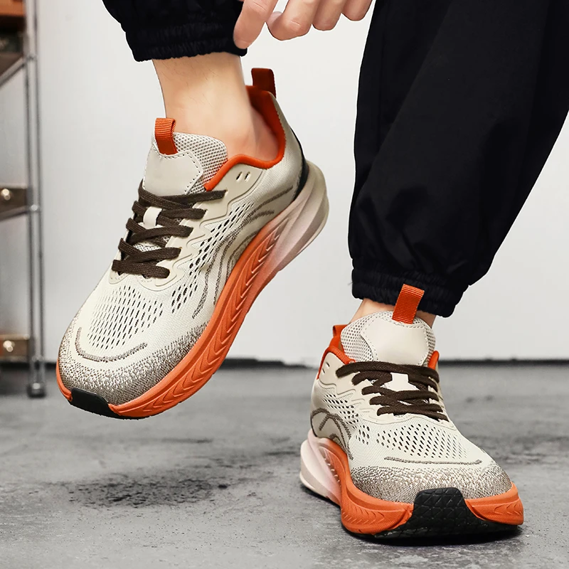 أحذية رياضية كاجوال للرجال قابلة للتنفس، أحذية رياضية فاخرة بدون كعب أنيقة - أحذية سباق مريحة للرجال