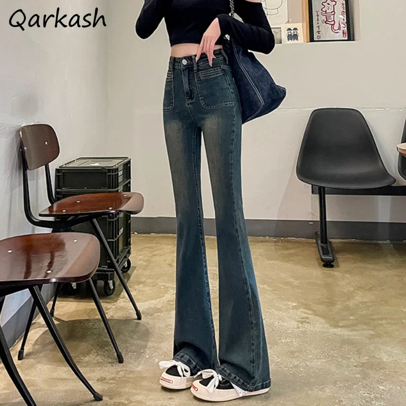 

Women Flare Jeans Vintage High Waist Spring Autumn Skinny Mopping Trousers Korean Fashion Mujer Street Wear Elegant Female Hot