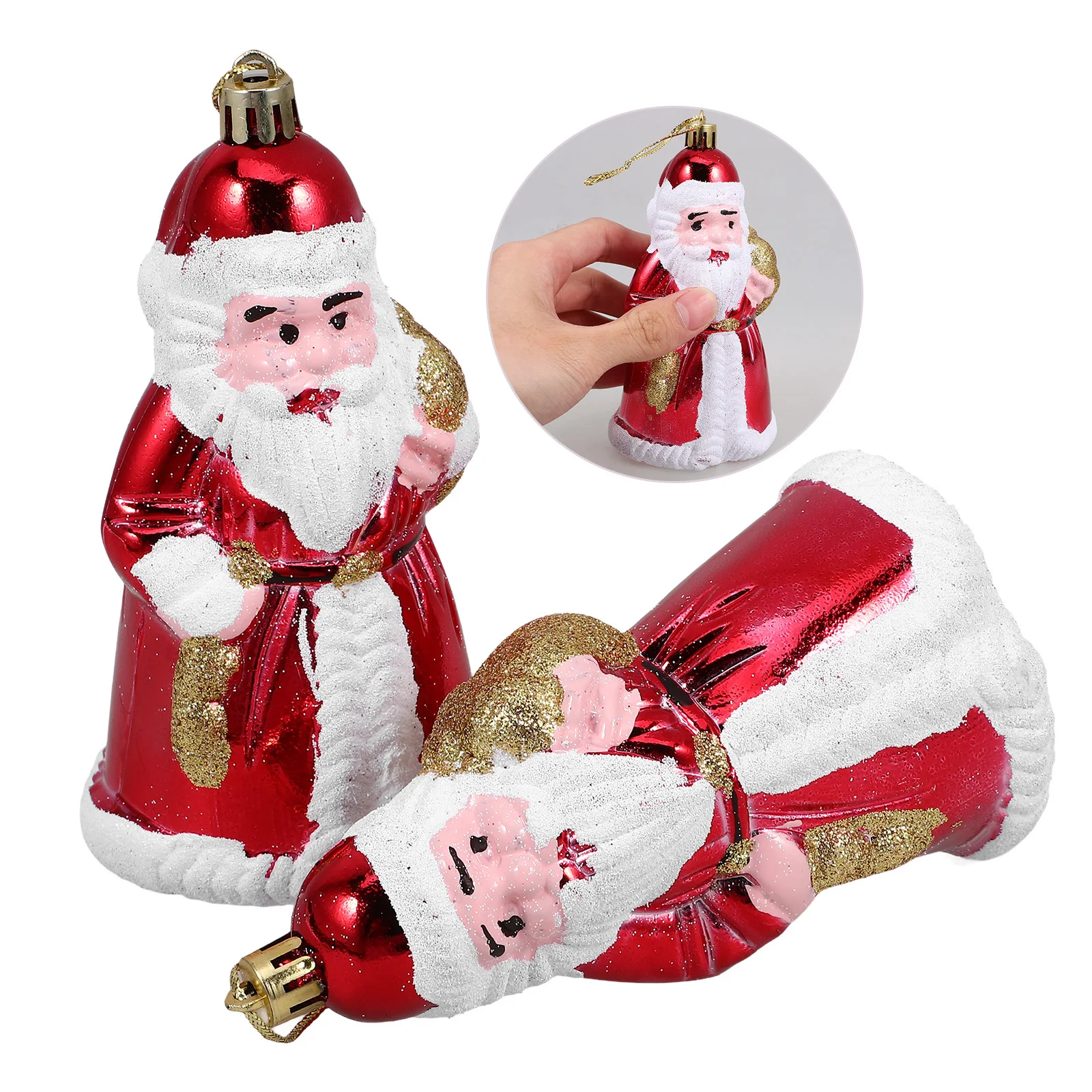 

2Pcs Lovely Santa Design Christmas Pendant Plastic Tree Hanging Decors Xmas Party Props Decorations Xmas Tree Ornaments