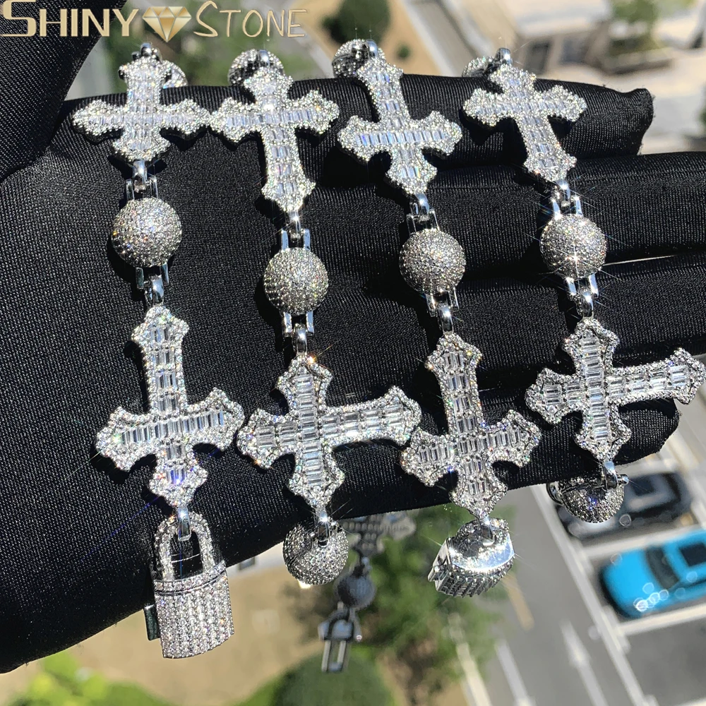 

2024 Iced Out Bling Cz Necklace Chain for Women Ball Cross Choker Silver Color Micro Pave 5A Cubic Zirconia Hip Hop Jewelry