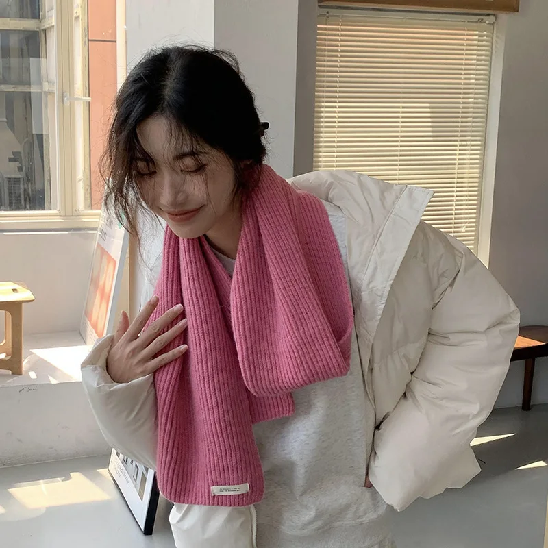 

Осень-зима, новый однотонный вязаный шерстяной шарф, японский стиль, студенческая мода, универсальный зимний теплый вязаный шарф, шаль, накидки