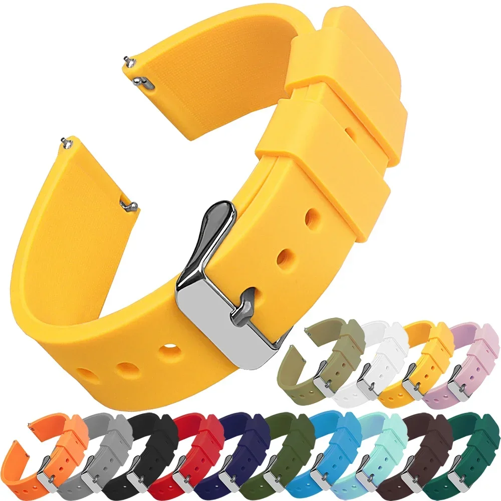 Silikon-Uhrenarmbänder 12/14/16/18/20/22/24 mm Weiches Schnellverschluss-Gummi-Uhrenarmband für Samsung Galaxy für Huawei Uhrenarmband