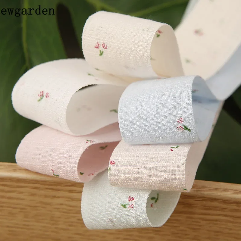 

Kewgarden Handmade Tape DIY Hairbow Brooch Accessories Riband 1" 1.5" 10mm 25mm 38mm Floral Cotton Linen Ribbon 10 Yards