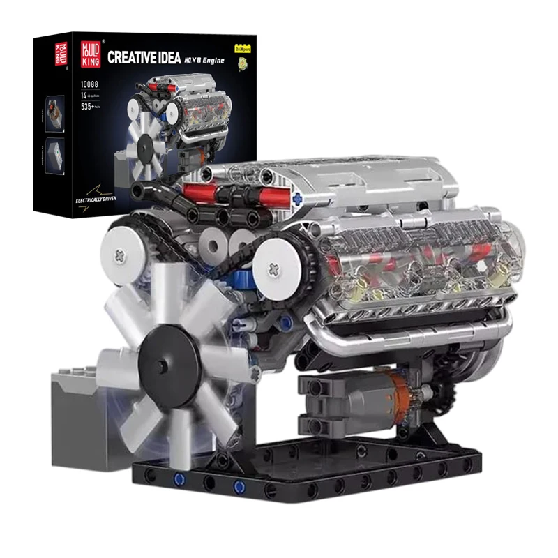 

MOULD KING 10088 V8 Engine Building Block Model 535pcs DIY Mechanical Assembly Kit for Adults Educational Gift & Ornament Bricks