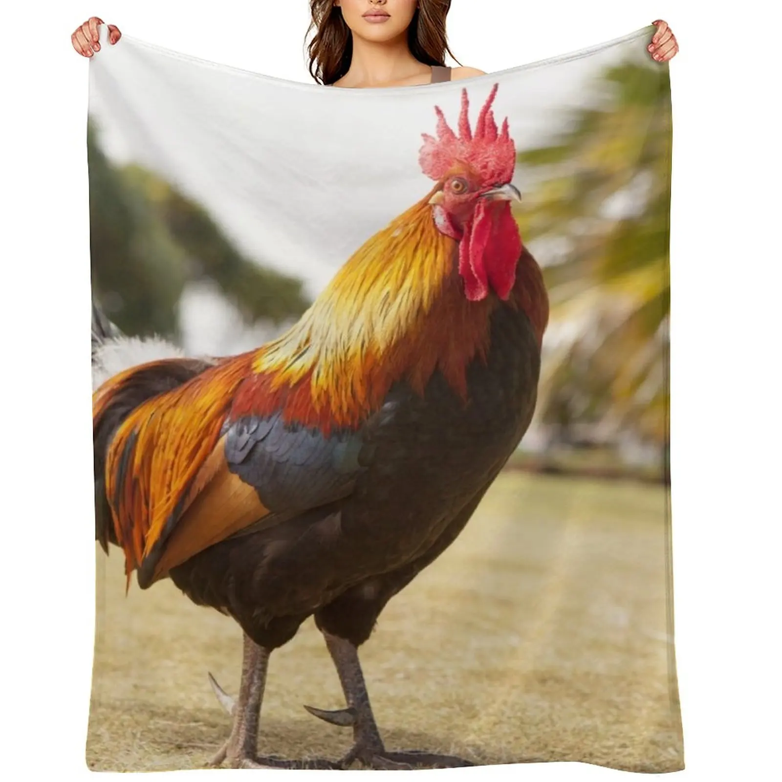 

Rooster Throw Blanket Multi-Purpose Blankets For Bed Loose Shaggy Blankets