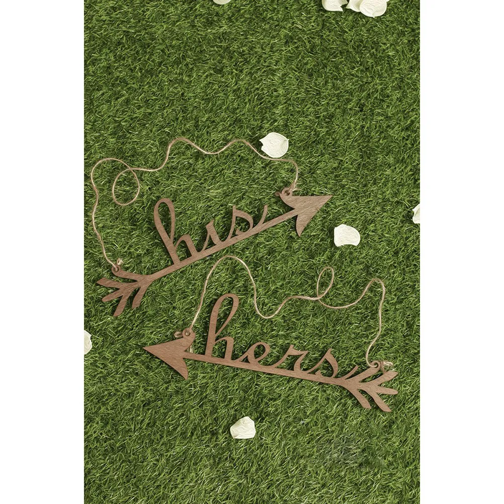 4Mm Plywood His and Hers Arrow Sign Set Brown for Wedding Chair Decor Home Decoration Photo Booth Prop His and Hers Arrow
