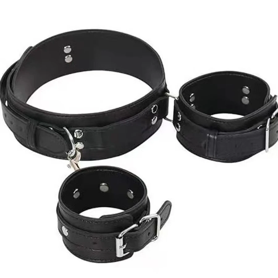 Handcuff Toys Adult Sex Couple BDSM Set PU Leather Erotic Harness Backhandcuff Ankle Cuffs SM Slave Bondage Fetish Kit Set Toys