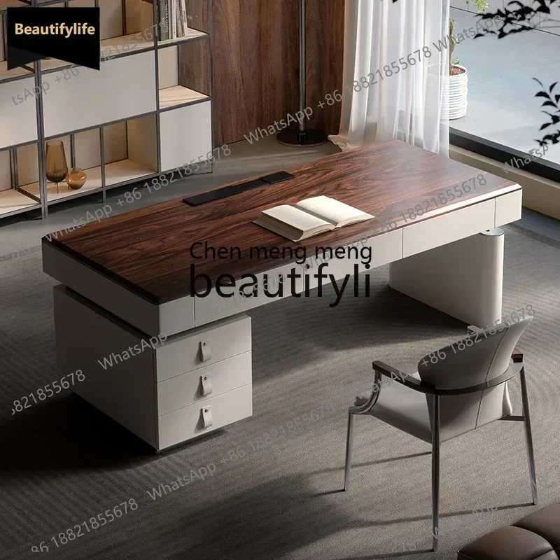 

Y183Desk black walnut Italian light luxury modern study home boss office computer deskQ