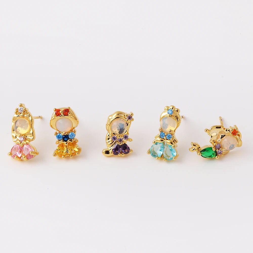 1Pair Sweet Trendy Zircon Stud Earrings For Women Girls Fovely Earrings Fashion Jewelry Gift