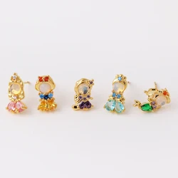 1Pair Sweet Trendy Zircon Stud Earrings For Women Girls Fovely Earrings Fashion Jewelry Gift