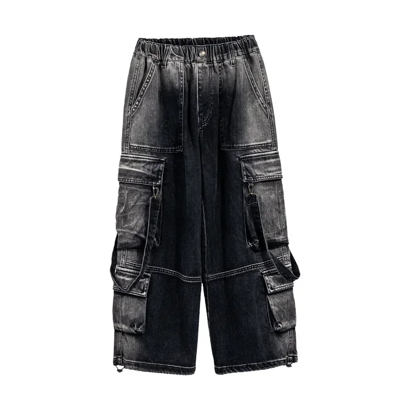 Korean Boys\' Jeans Version Of Boys Street Dance Jeans Wide Leg Pants Street Dance Pants Kid Jeans Denim Cargo Pants