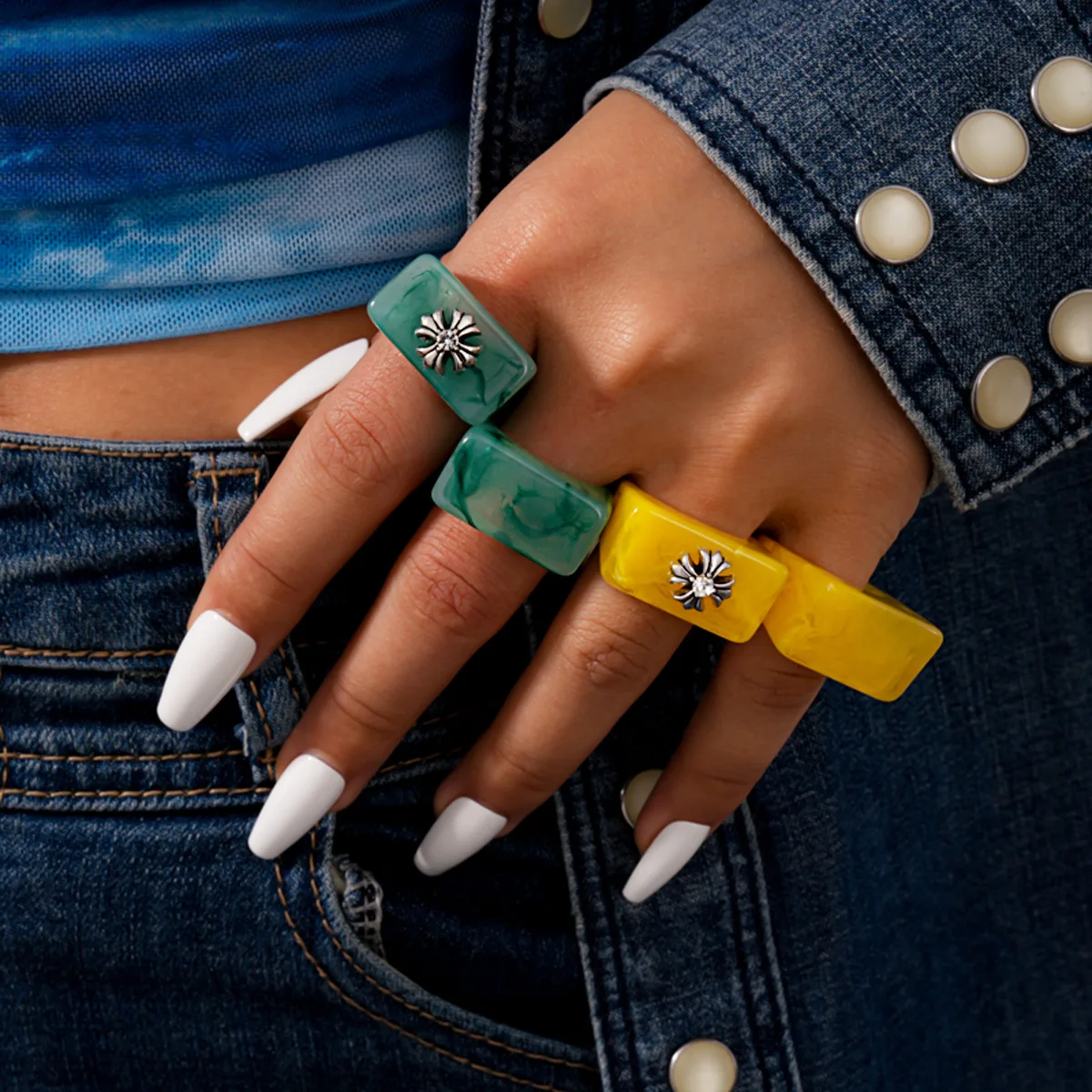 

Геометрическое кольцо-крест из смолы в винтажном стиле, модное женское украшение, универсальное, легкое, роскошное, для указательного пальца