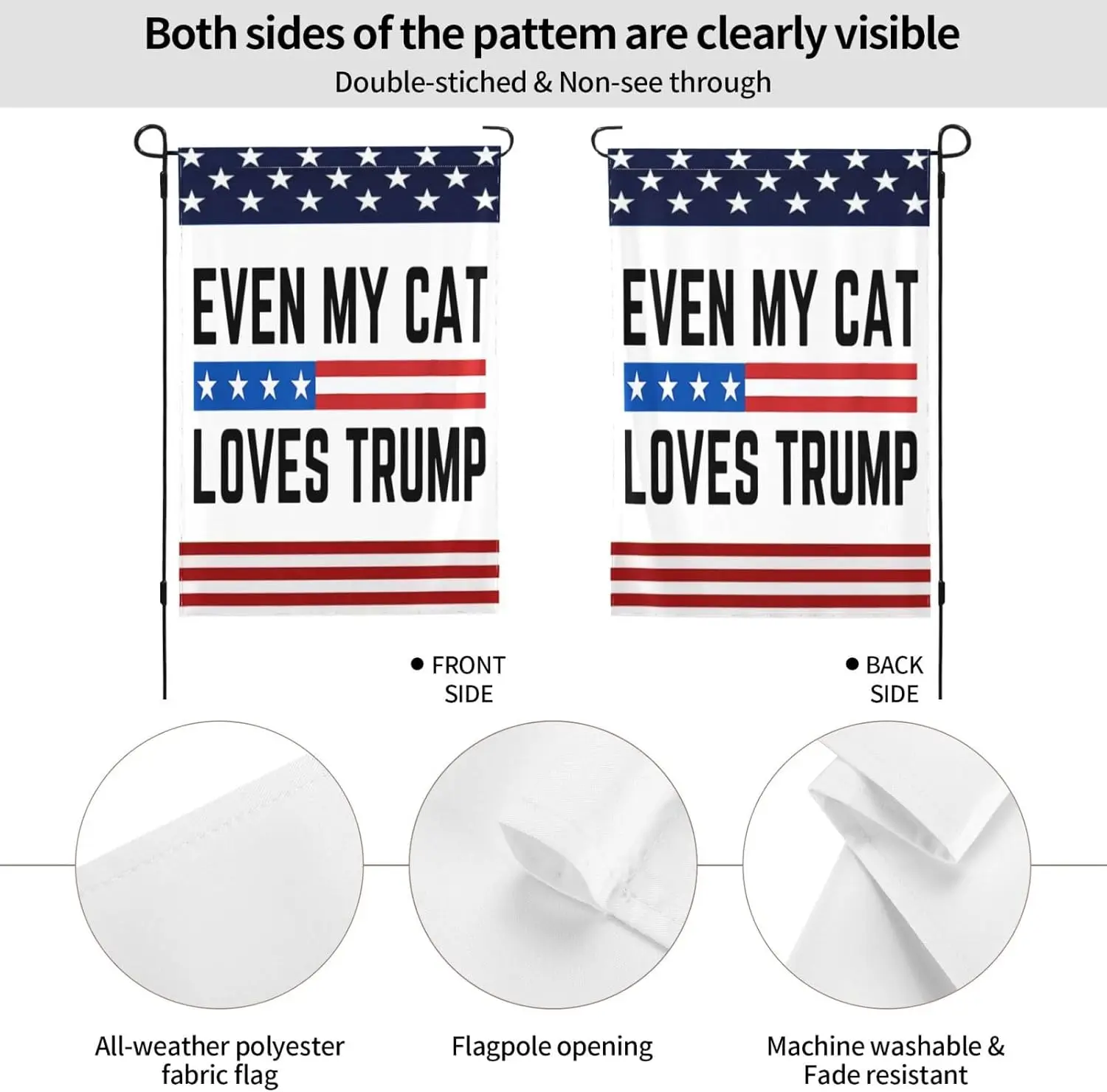 Even My Cat Loves Trump Garden Flag Trump 2024 Anti Bi-Den F K Impeach Bi-Den Double-Sided Garden Flag ; Yard Flag Holiday Party