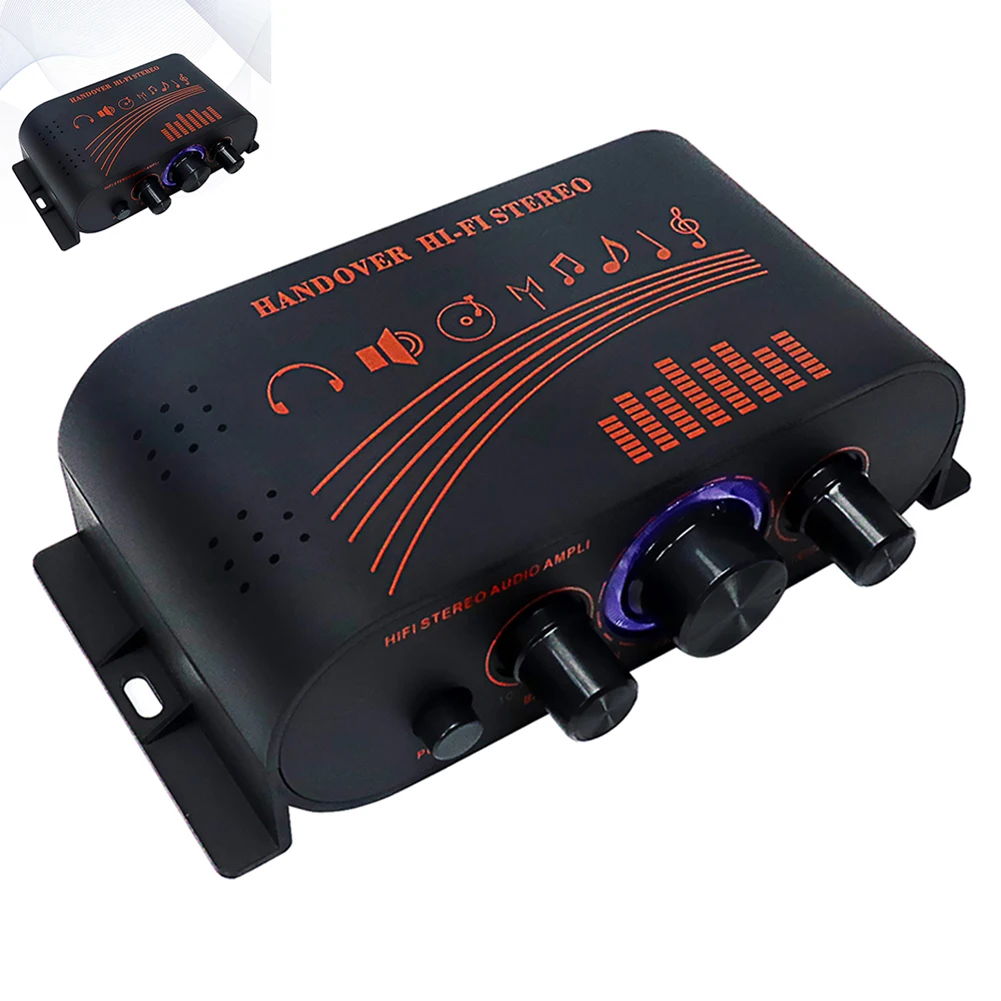 AK170 Mini Audio Amplifier RCA Input HIFI Stereo Audio Amplifier 20W*2 Portable Sound Amplifier with LED Light Ring Car Home Use