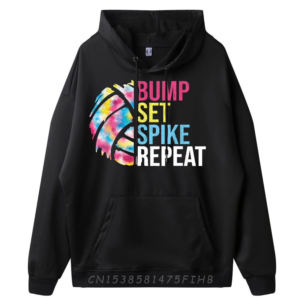 Bump Set Spike Repeat Volleyball Normal Long Sleeve Hoodies New Year Day Crewneck Mens Hoodies Normal Hoodies Loose