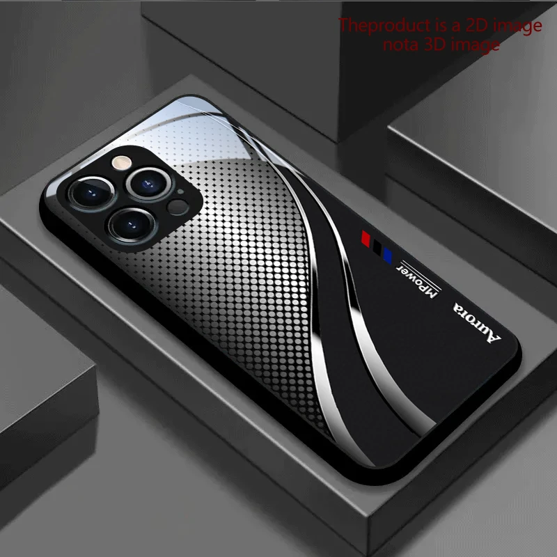 PROTECT Silvery-Glow Streamlines in the D for iPhone 17/16e/16/15/14/13/12/Max/11/Pro/Plus Luxury Tempered Glass Protective Case - view 4