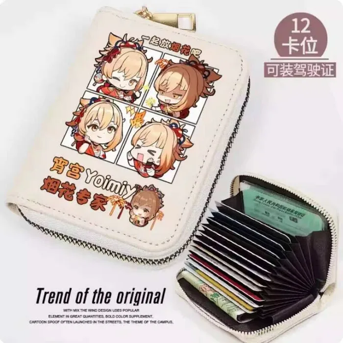 

Anime Genshin Impact Yoimiya Fashion Wallet PU Purse Card Coin Zipper Cash Holder Bag Cosplay Gift B450 Anime