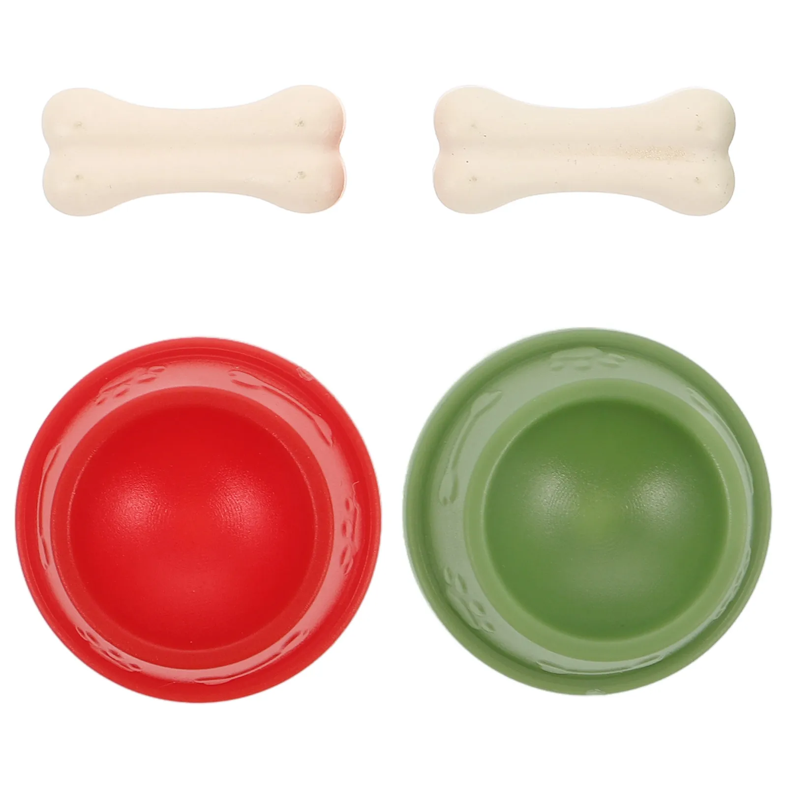 

2Sets Miniature Dog Food Bowls Realistic Pet Feeding Accessories Dollhouse Bone Decoration Interactive Tiny Plastic