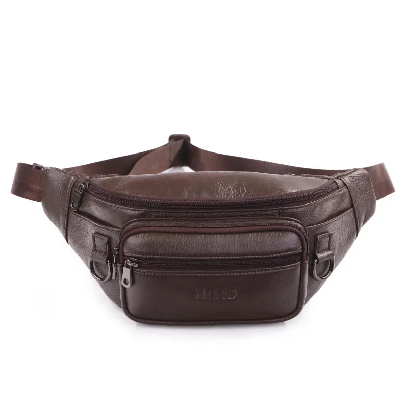 Sac banane en cuir de vachette véritable pour hommes, sacs de taille de poitrine, sac banane, pack de ceinture, poudres initiées, haute qualité, mode masculine, nouveau