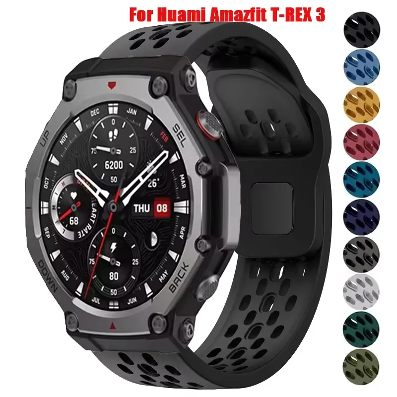 Soft Silicone Strap Bracelet For Huami Amazfit T-REX 3 Breathable Sport Band For Amazfit T-REX 3 Watchbands Accessories Correa