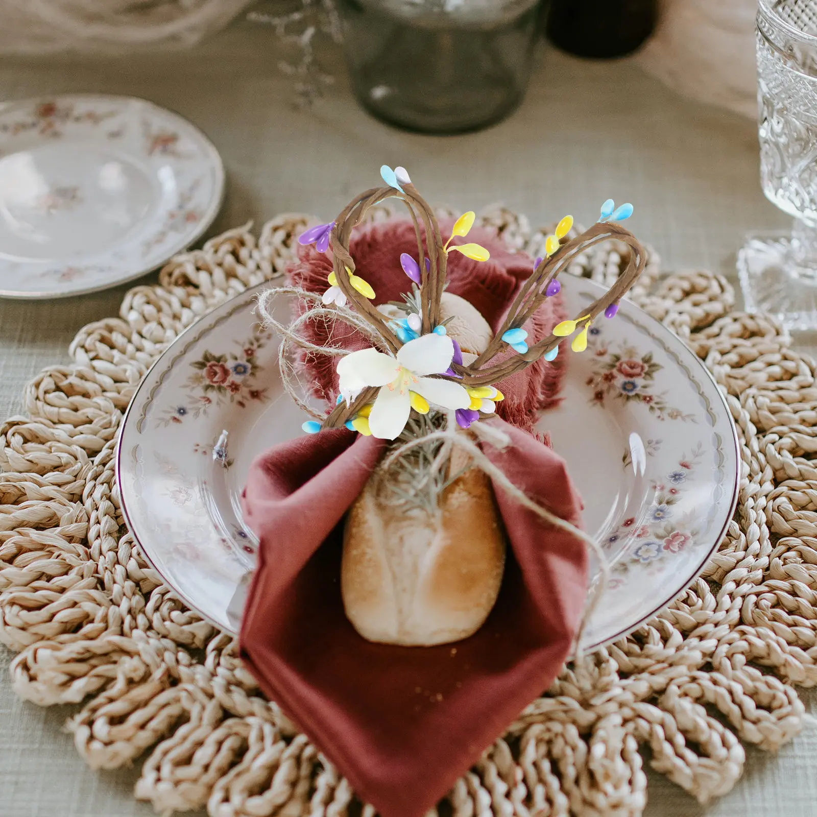 

Набор из 4 мультяшных кольц для салфеток в виде кроликов, устойчивые к выцветанию, яркие цвета, прочные, для декора на Пасху, для дома, ресторана, стола