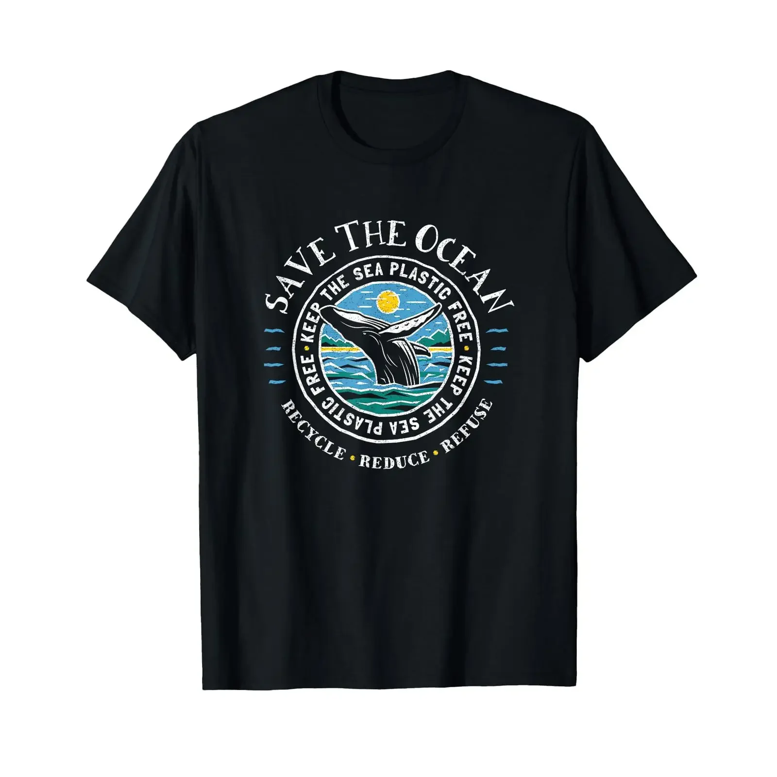 Walenschutz Rette den Ozean Humping Lovers T-Shirt Vintage-Waschung Grafik Vielseitig Stilvoll Lässig Bequem