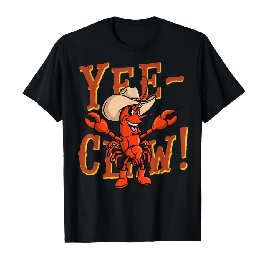 Funny Cowboy Crawfish Kids Meme Yee Claw Crawfish Kids T-shirt For Men Women 100% Cotton T Shirts Short Sleeve Tops 0501-2