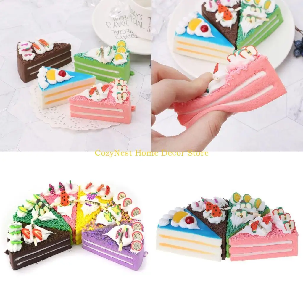 92MF Realistic Artificial for Triangle Cake Assorted Fake Cakes Model Photography
