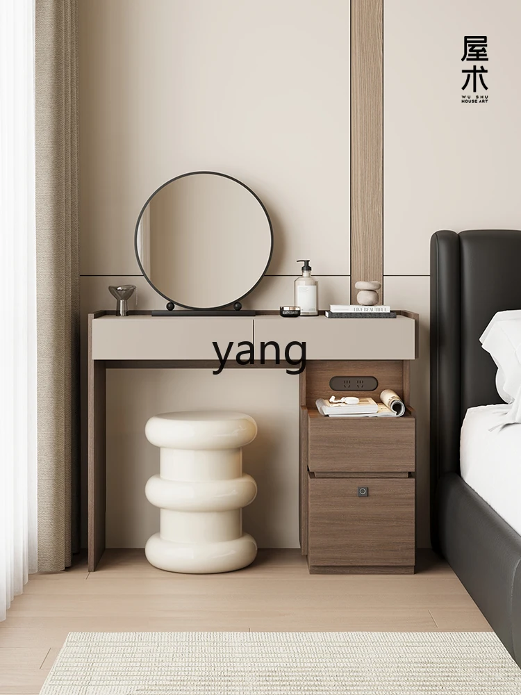 

TGF solid wood storage cabinet small apartment desk with fingerprint lock bedroom Italian minimalist dressing table