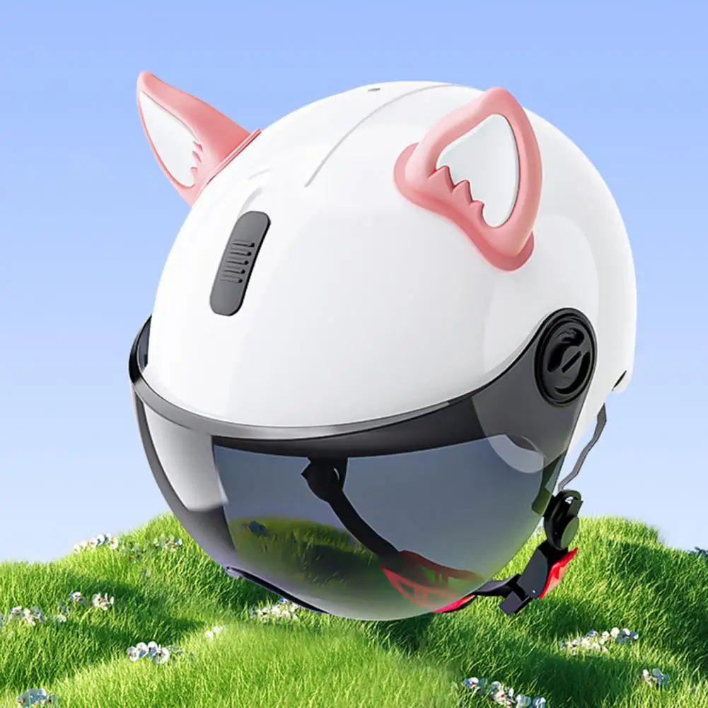 Kids Helmet Ear Cat Ear Motorcycle Helmet Decorative Accessories for Scooter Bicycle Skateboarding Adhesive Helmet for Motorbike