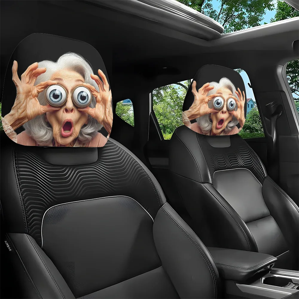 Exaggerated Big-Eyed Headrest Covers, Removable & Washable Car Headrest Covers, Easy To Install