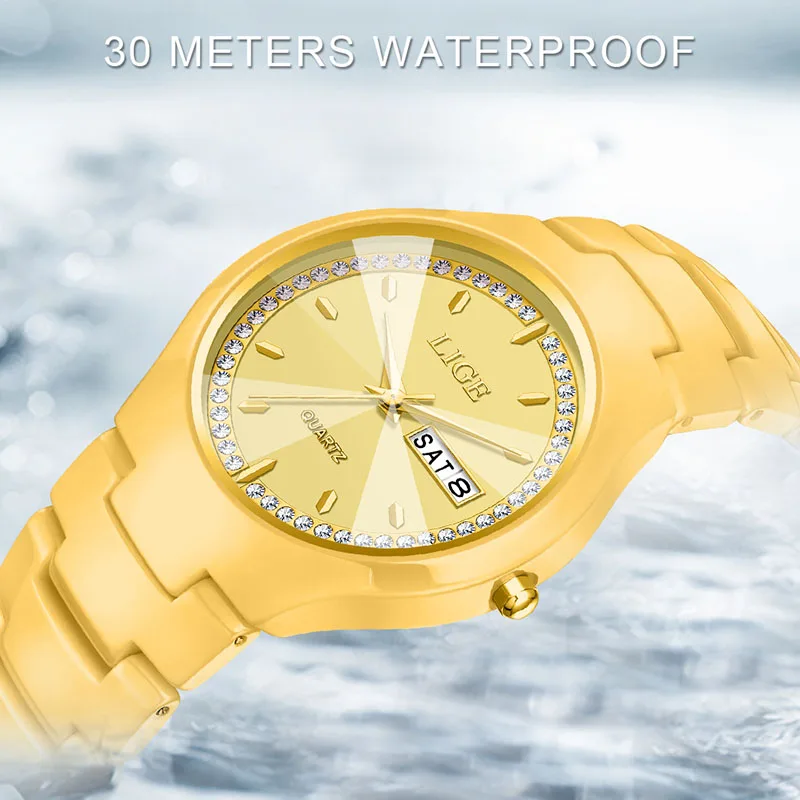 ساعة كوارتز ذهبية جديدة من LIGE للنساء، ساعة يد نسائية أنيقة بسوار من السيراميك الإبداعي، مقاومة للماء، ساعة للسيدات #3