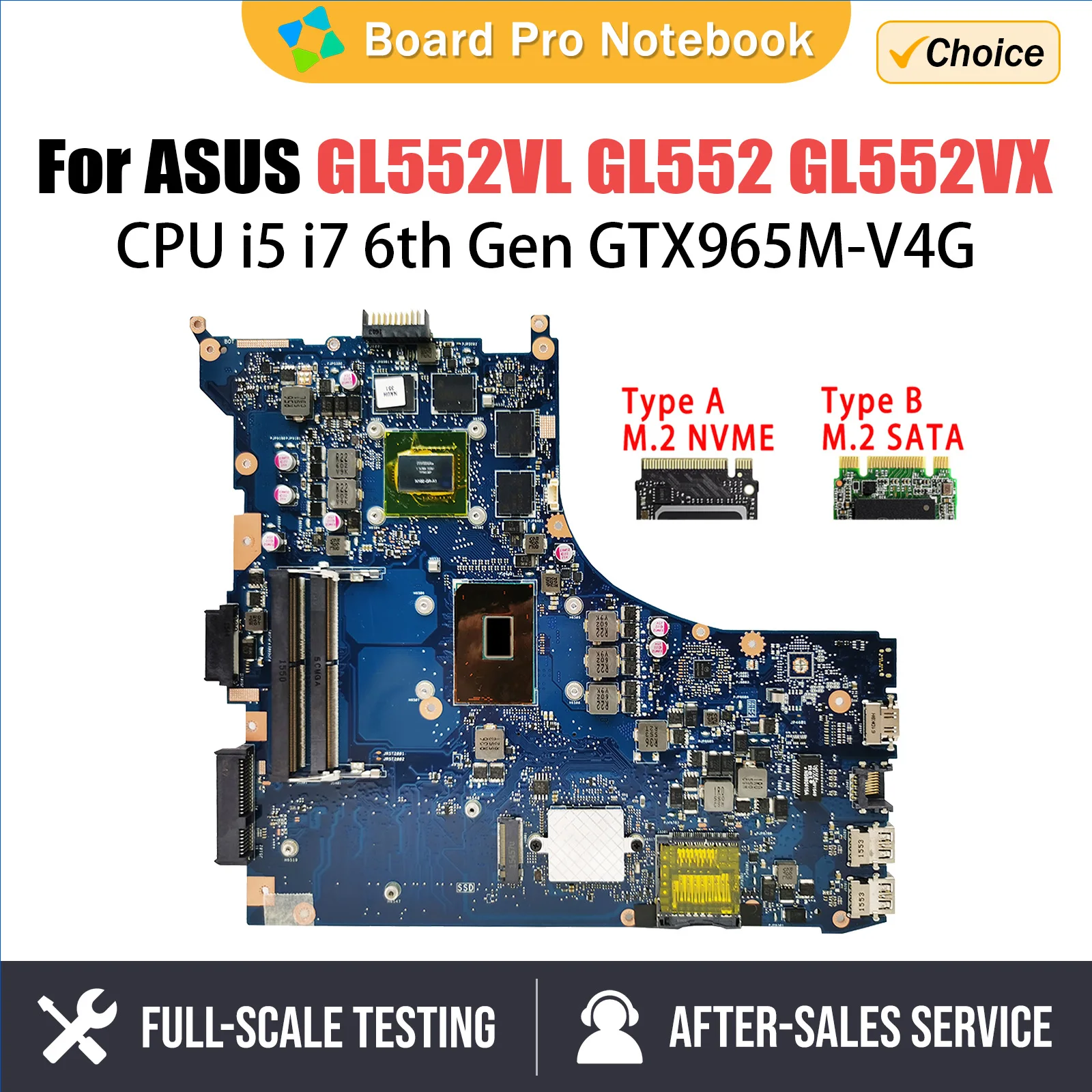 GL552VL Laptop Motherboard For ASUS ROG GL552 GL552VX GL552V ZX50V Mainboard i5-6300HQ i7-6700HQ GTX965M