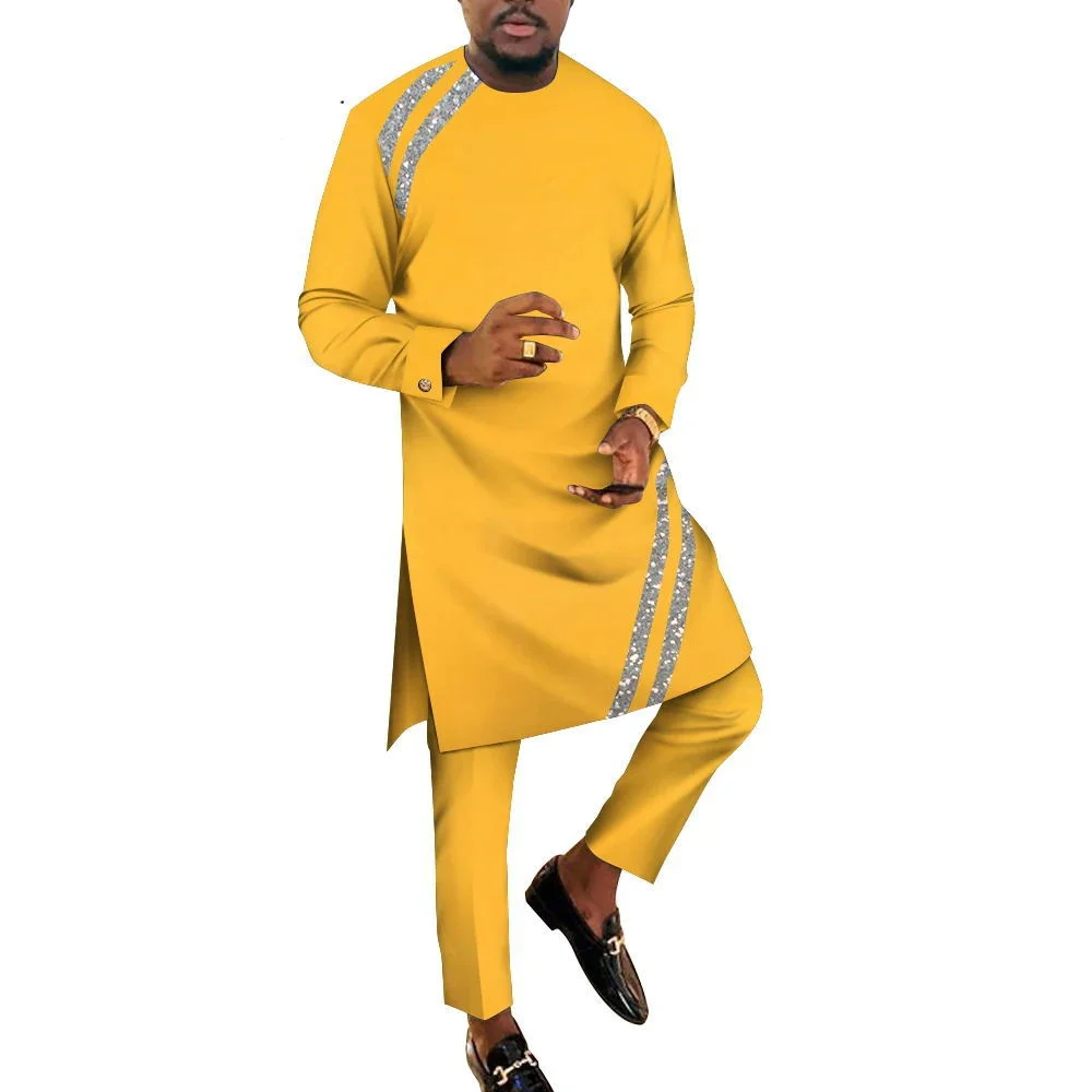 African Men Dashik Robe Suit Clothing Casual 2 Pcs Set Shirt and Pant Nigerian Original Basin Men Outfit Party Wedding Clothes