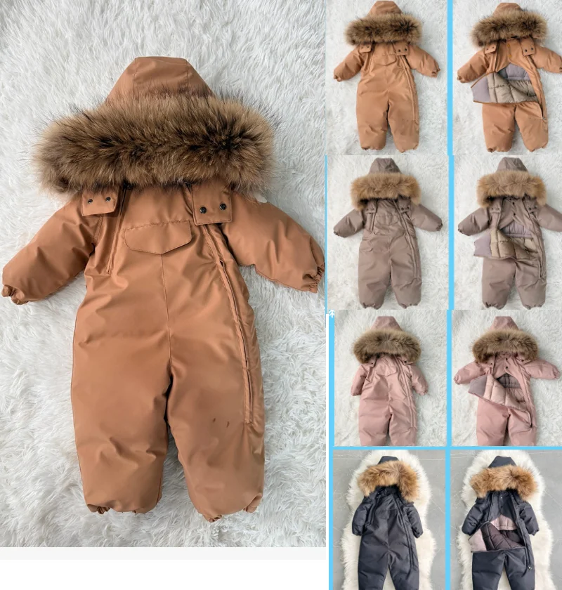 Kids Ski Suit 2026 Winter New Solid Color Fashion Plus Fleece Thickened Warm Boys and Girls One-Piece Plus Cotton Windproof Coat