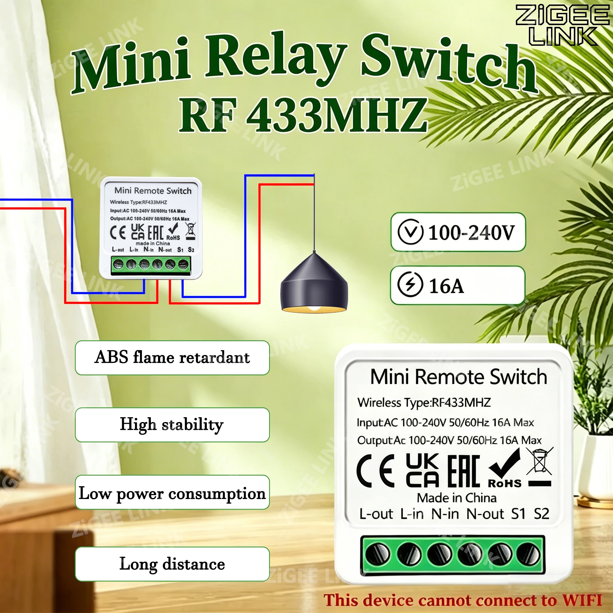 RF433 Smart Wireless Switch Mini DIY LED Lighting Wireless Remote Control Light Switches AC100V~240V 16A  For Home Led Lamp