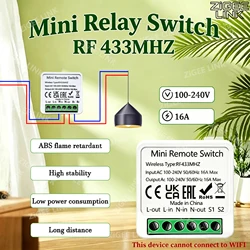 16A Smart Light Switches RF 433 Mhz Remote Control Relay DIY Home Automation Wireless Module 2 Way Control Breaker for Lamp LED