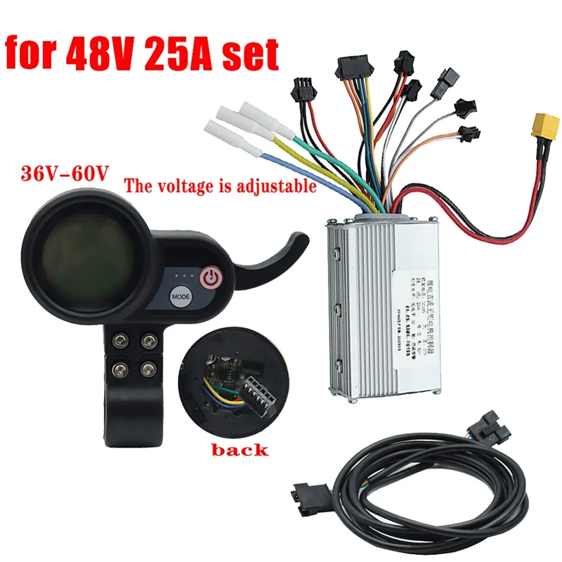 ABZV-untuk Pengendali JP 48V 25A Motor Tanpa Sikat + Kit Meter Dasbor 36-60V untuk Aksesori Skuter Listrik JP