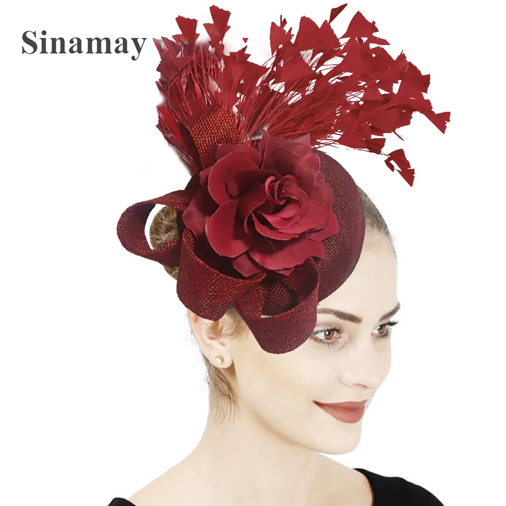 

Marron New Fashion Headwear Flower Wedding Floral Fascinator For Elegant Women Headpiece With Hair Clip Party Hair Accessories