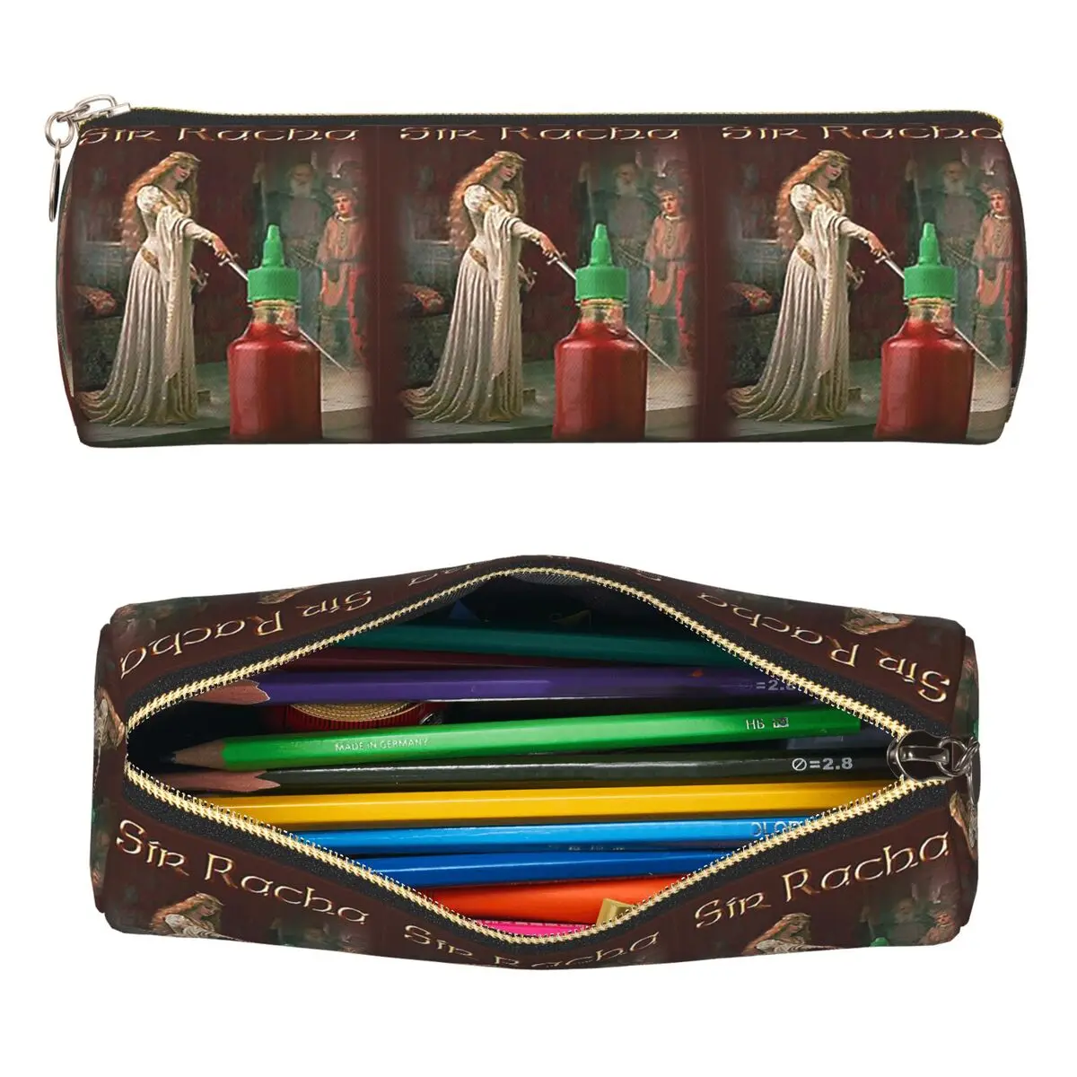 Estuche para Lápices con Diseño de Salsa Sriracha, Bolsa para Lápices, Caja Cilíndrica para Bolígrafos, Bolsa para Lápices para Estudiantes, Regalos